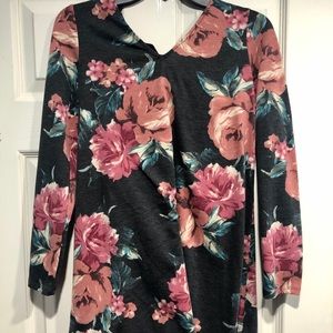 Floral print dress with tie up back
